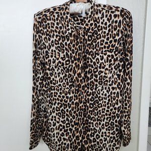 Equipment Slim Signature 100% Silk Leopard XS